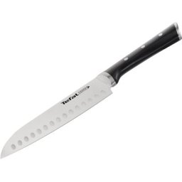 Tefal Santokumesser Ice Force, Edelstahl, dauerhafte Leistungsstärke, Handschutz, Eishärtung, Schwarz