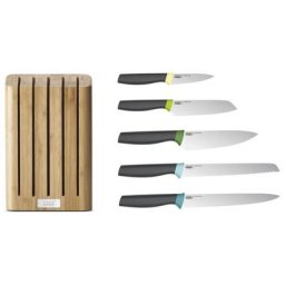 Joseph Joseph Messerblock Elevate Bamboo (5tlg), 5 Messer mit Klingen aus japanischem Edelstahl, magnetische Schlitze