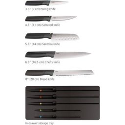 Joseph Joseph Messer-Set Elevate Knives Store (Set, 6-tlg), japanisches Edelstahl, Schubladeneinlage