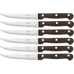 PINTINOX Steakmesser P.Wood (6 Stück), aus rostfreiem Stahl, Griff aus Pakkaholz, Klinge 11,1 cm