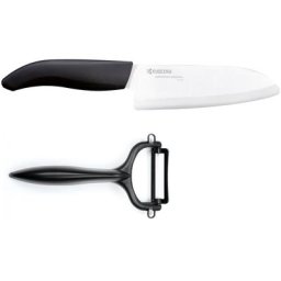 KYOCERA Messer-Set (2-tlg., 1 x Santokumesser, 1 x Sparschäler), extrem scharfe Hochleistungskeramik-Klinge
