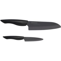 KYOCERA Messer-Set SHIN (Set, 2-tlg), Gemüse-/Santokumessser, extrem scharfe Klinge, Zirkoniakeramik
