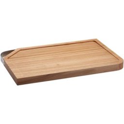 RÖSLE Schneidebrett, Holz, (1-St), mit Edelstahlgriff, für die Küche oder als Servierbrett, aus Ulmenholz