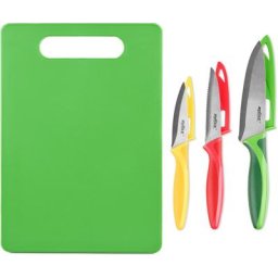 zyliss Schneidebrett, Edelstahl, Kunststoff, (Set, 4-St), inkl. Messer-Set