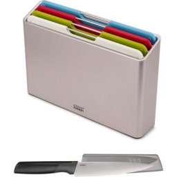 Joseph Joseph Schneidebrett Folio™, Edelstahl, Kunststoff, (Set, 6-St), doppelseitig, ink. Kochmesser mit japanischer Edelstahlklinge