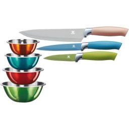 KING Allzweckmesser METALLIC COOL, 7tlg., 3 Messer, 4 Schüsseln aus Edelstahl