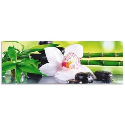 Artland Küchenrückwand Spa Steine Bambus Zweige Orchidee, (1-tlg), Alu Spritzschutz mit Klebeband, einfache Montage