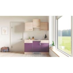 Flex-Well Küche Portland, Breite 150,5 cm, mit Unterbau-Kühlschrank, Kochfeld und Spüle