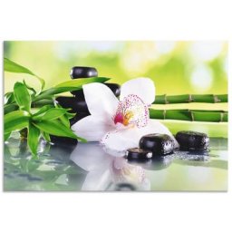 Artland Küchenrückwand Spa Steine Bambus Zweige Orchidee, (1-tlg), Alu Spritzschutz mit Klebeband, einfache Montage