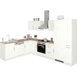 HELD MÖBEL Winkelküche Stockholm, Stellbreite 220/310 cm, mit hochwertigen MDF Fronten im Landhaus-Stil