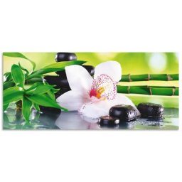 Artland Küchenrückwand Spa Steine Bambus Zweige Orchidee, (1-tlg), Alu Spritzschutz mit Klebeband, einfache Montage