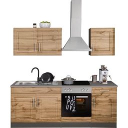 HELD MÖBEL Küchenzeile Stockholm, Breite 210 cm, mit hochwertigen MDF Fronten im Landhaus-Stil