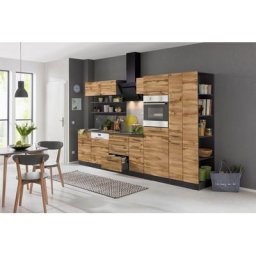 HELD MÖBEL Küchenzeile Tulsa, ohne E-Geräte, Breite 300 cm, schwarze Metallgriffe, MDF Fronten
