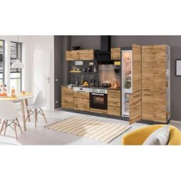 HELD MÖBEL Küchenzeile Tulsa, ohne E-Geräte, Breite 300 cm, schwarze Metallgriffe, MDF Fronten