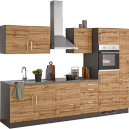 HELD MÖBEL Küchenzeile Stockholm, Breite 300 cm, mit hochwertigen MDF Fronten im Landhaus-Stil
