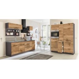 HELD MÖBEL Küchenzeile Tulsa, ohne E-Geräte, Breite 380 cm, schwarze Metallgriffe, MDF Fronten