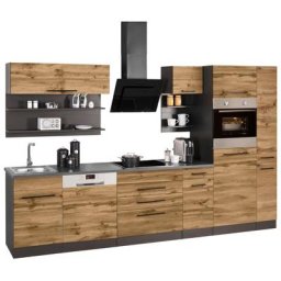 HELD MÖBEL Küchenzeile Tulsa, ohne E-Geräte, Breite 320 cm, schwarze Metallgriffe, MDF Fronten