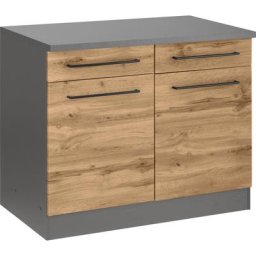 HELD MÖBEL Unterschrank Tulsa 100 cm breit, 2 Schubkästen, 2 Türen, schwarzer Metallgriff, MDF Front