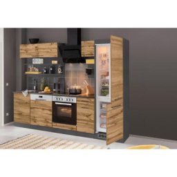 HELD MÖBEL Küchenzeile Tulsa, ohne E-Geräte, Breite 270 cm, schwarze Metallgriffe, MDF Fronten