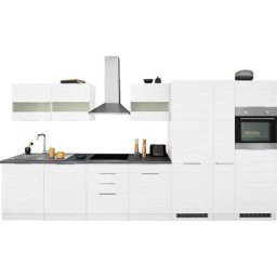 HELD MÖBEL Küche Luhe, 390 cm breit, wahlweise mit oder ohne E-Geräten, gefräste MDF-Fronten