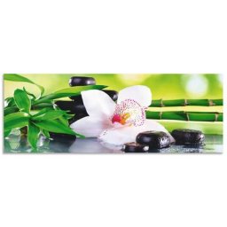 Artland Küchenrückwand Spa Steine Bambus Zweige Orchidee, (1-tlg), Alu Spritzschutz mit Klebeband, einfache Montage