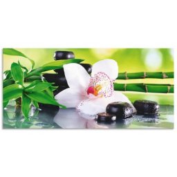 Artland Küchenrückwand Spa Steine Bambus Zweige Orchidee, (1-tlg), Alu Spritzschutz mit Klebeband, einfache Montage