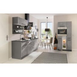 HELD MÖBEL Küchenzeile Tulsa, ohne E-Geräte, Breite 320 cm, schwarze Metallgriffe, MDF Fronten