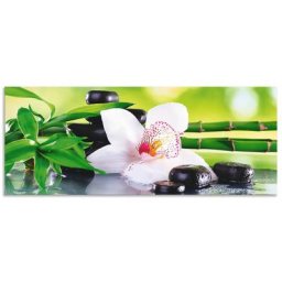 Artland Küchenrückwand Spa Steine Bambus Zweige Orchidee, (1-tlg), Alu Spritzschutz mit Klebeband, einfache Montage