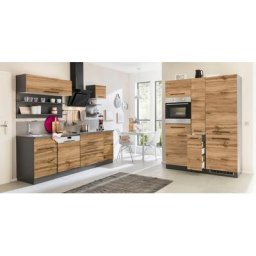 HELD MÖBEL Küchenzeile Tulsa, ohne E-Geräte, Breite 380 cm, schwarze Metallgriffe, MDF Fronten