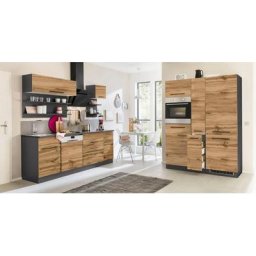 HELD MÖBEL Küchenzeile Tulsa, ohne E-Geräte, Breite 360 cm, schwarze Metallgriffe, MDF Fronten