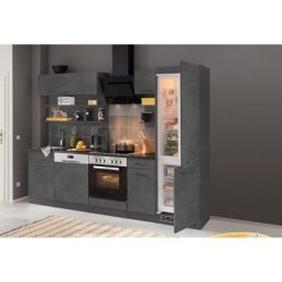 HELD MÖBEL Küchenzeile Tulsa, ohne E-Geräte, Breite 270 cm, schwarze Metallgriffe, MDF Fronten