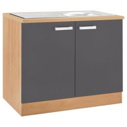OPTIFIT Spülenschrank Odense 100 cm breit, mit 2 Türen, inkl. Einbauspüle aus Edelstahl