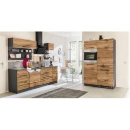 HELD MÖBEL Küchenzeile Tulsa, ohne E-Geräte, Breite 350 cm, schwarze Metallgriffe, MDF Fronten