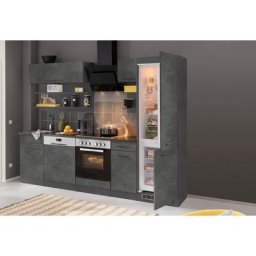 HELD MÖBEL Küchenzeile Tulsa, ohne E-Geräte, Breite 270 cm, schwarze Metallgriffe, MDF Fronten