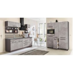 HELD MÖBEL Küchenzeile Tulsa, ohne E-Geräte, Breite 380 cm, schwarze Metallgriffe, MDF Fronten
