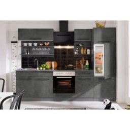 HELD MÖBEL Küchenzeile Tulsa, ohne E-Geräte, Breite 270 cm, schwarze Metallgriffe, MDF Fronten