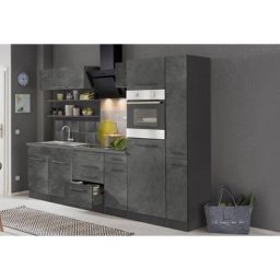 HELD MÖBEL Küchenzeile Tulsa, ohne E-Geräte, Breite 300 cm, schwarze Metallgriffe, MDF Fronten