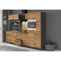 HELD MÖBEL Küchenzeile Tulsa, ohne E-Geräte, Breite 300 cm, schwarze Metallgriffe, MDF Fronten