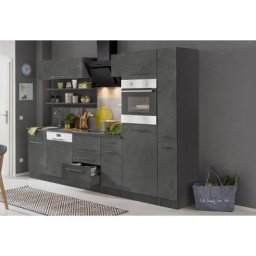 HELD MÖBEL Küchenzeile Tulsa, ohne E-Geräte, Breite 270 cm, schwarze Metallgriffe, MDF Fronten