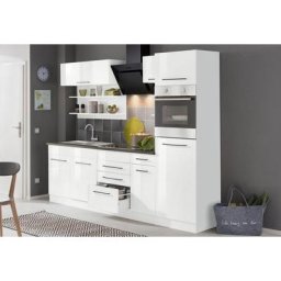 HELD MÖBEL Küchenzeile Tulsa, ohne E-Geräte, Breite 270 cm, schwarze Metallgriffe, MDF Fronten