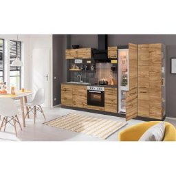 HELD MÖBEL Küchenzeile Tulsa, ohne E-Geräte, Breite 300 cm, schwarze Metallgriffe, MDF Fronten