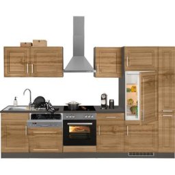 HELD MÖBEL Küchenzeile Stockholm, Breite 310 cm, mit hochwertigen MDF Fronten im Landhaus-Stil