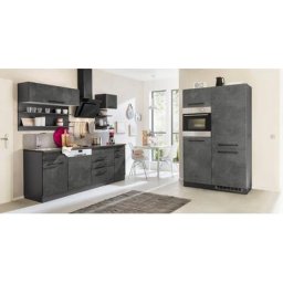 HELD MÖBEL Küchenzeile Tulsa, ohne E-Geräte, Breite 330 cm, schwarze Metallgriffe, MDF Fronten