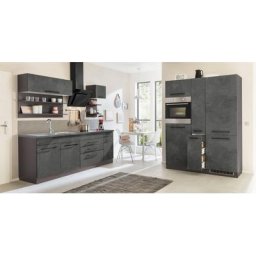 HELD MÖBEL Küchenzeile Tulsa, ohne E-Geräte, Breite 380 cm, schwarze Metallgriffe, MDF Fronten