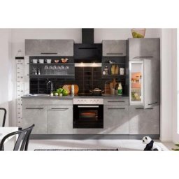 HELD MÖBEL Küchenzeile Tulsa, ohne E-Geräte, Breite 270 cm, schwarze Metallgriffe, MDF Fronten