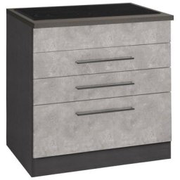 HELD MÖBEL Kochfeldumbauschrank Tulsa 80 cm breit, 2 Schubladen, 1 großer Auszug, schwarzer Metallgriff