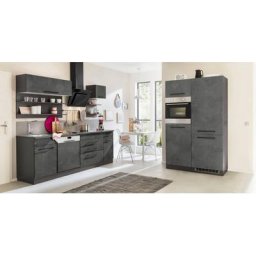 HELD MÖBEL Küchenzeile Tulsa, ohne E-Geräte, Breite 350 cm, schwarze Metallgriffe, MDF Fronten
