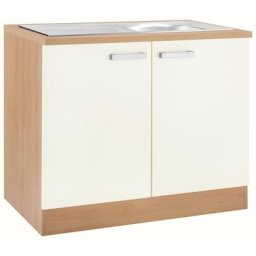 OPTIFIT Spülenschrank Odense 100 cm breit, mit 2 Türen, inkl. Einbauspüle aus Edelstahl