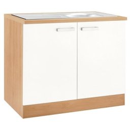 OPTIFIT Spülenschrank Odense 100 cm breit, mit 2 Türen, inkl. Einbauspüle aus Edelstahl