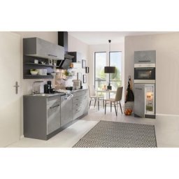 HELD MÖBEL Küchenzeile Tulsa, ohne E-Geräte, Breite 290 cm, schwarze Metallgriffe, MDF Fronten